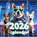 2026 Calendar Table Calendar,11.2" x 8.3",Cool Cat and Dog Calendar (Tech Dog)