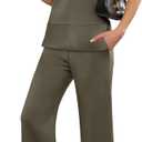 ANRABESS Womens 2 Piece Outfits Summer Beach Vacation Clothes Spring Travel Airport Casual Wide Leg Pants Lounge Sets (Large, Army Green)