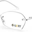 LUFF Rimless Reading Glasses for Women | Blue Light Computer Readers | Lightweight 16g Metal Frame | Eye Strain Relief (Silver)
