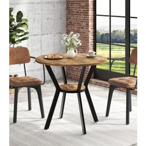 31.5" Round Kitchen Table for 2-4, Rustic Wood Circle Table with Storage | Small Round Dining Table, Metal Legs, Compact Dining Room Table, Kitchen, Cafe, Apartment, Small Space