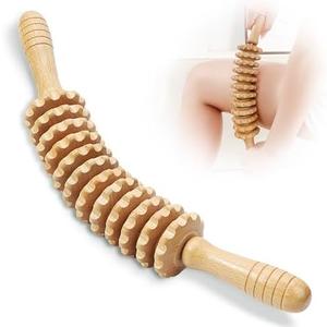 Xokocli Wood Massage Roller Wood Therapy Massage Tools Body Roller Cellulite Roller Fascia Blaster Wooden Massager for Lymphatic Drainage, Maderoterapia, Pain Relief(Curved)