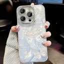 2 x for iPhone 16 Pro Max Butterfly Design Case, Cute Bling Shiny Glitter Camera Shockproof Protective Phone Cases Cover for Women Girls (Blue)