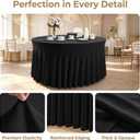 10 Pack Black 120 Inch Stretchy Fitted Spandex Tablecloths for 60 Inch Round Tables, Wrinkle Free Washable Polyester Table Covers with Skirt for Wedding Birthday Banquet Events, 120 Spandex Tablecloths -10pcs