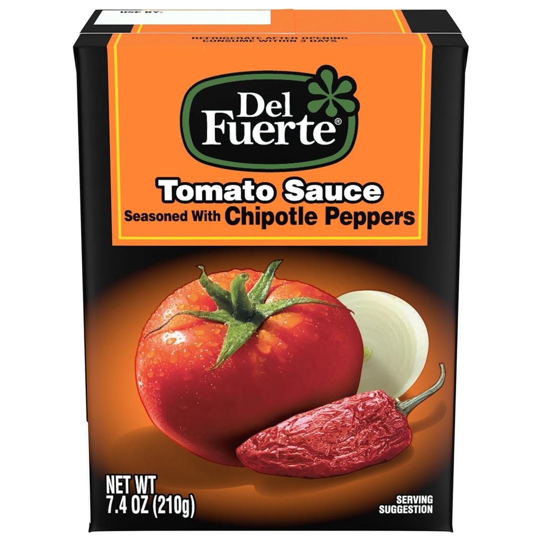 DEL FUERTE Tomato Sauce Seasoned with Chipotle 7.4 Ounce, 24-Pack (EXP 06/30/26)
