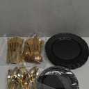 DaYammi 150Pcs Black Plastic Plates & Gold Plastic Silverware,Black Disposable Plates Set Include 30 Dinner Plate, 30 Dessert Plate,30 Golden Knives,30 Gold Forks,30 Golden Spoons for New Year Party