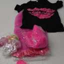 LATOBREATH Girls 80s Accessories Set T-Shirt Fancy Outfits Halloween Costume Glow Party Clothing Funny（4T）