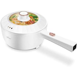 Bear Hot Pot Electric, 2L Multifunctional Portable Cooking Pot, 1000W Rapid Noodles Electric, Non-Stick Frying Pans for Steak, Egg, Ramen, Oatmeal With Dual Power Adjustment