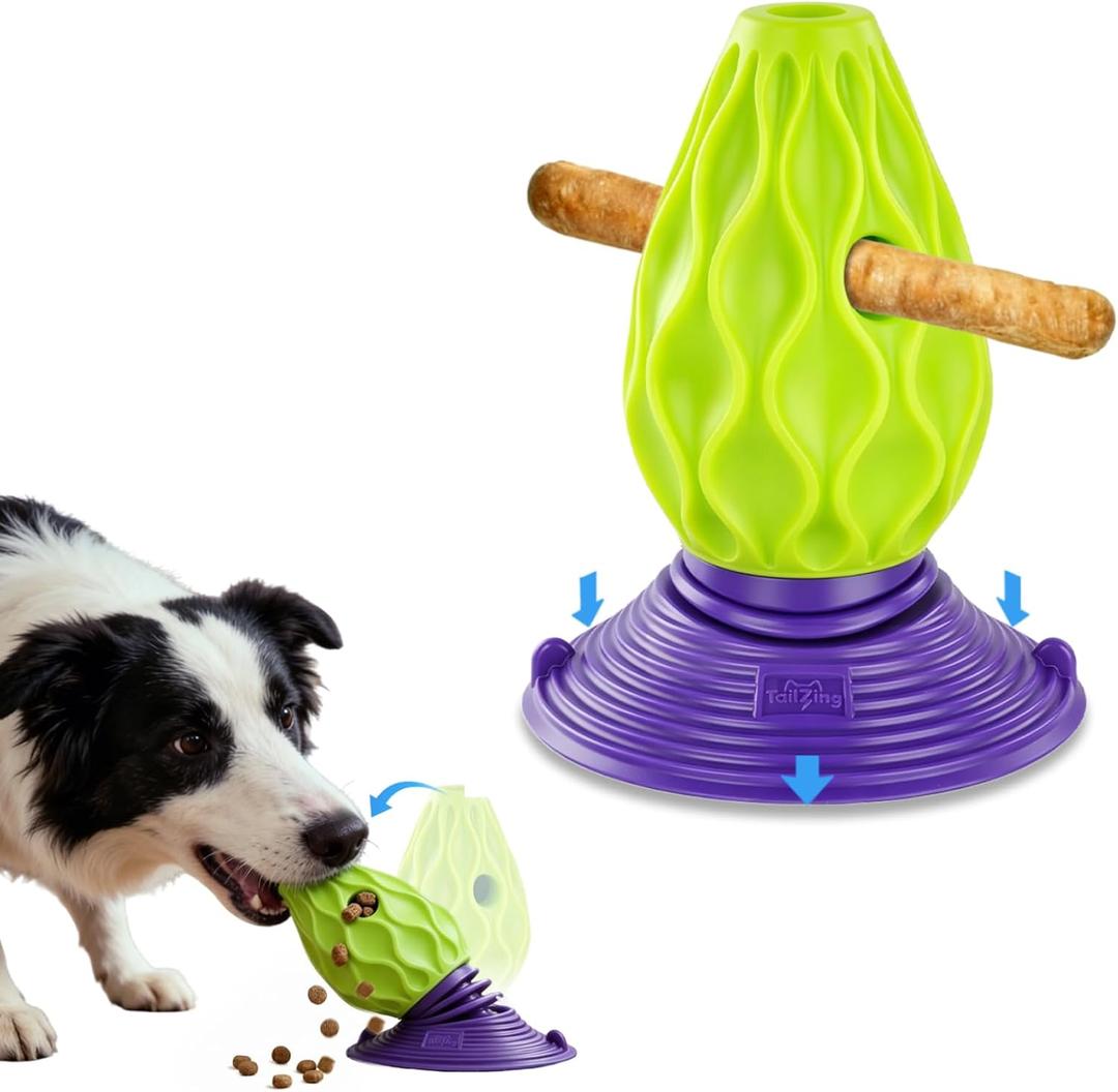 Interactive Dog Treat Dispensing Puzzle Toy, TPE Material with Detachable Suction Base for Medium & Large Dogs, Teeth Cleaning, Mental Stimulation & Boredom Relief