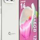 CWOWDEFU Android 14 Unlocked Phone, 6.8''Android Smartphone,12 GB RAM with 128 GB ROM,Dual SIM 4G,Octa-Core, Face/Fingerprint Recognition/NFC/OTG/GPS,Support Global Frequency Bands(White)