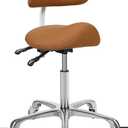 Saddle Stool Chair With Back Support - Ergonomic Rolling Saddle Stools with Wheels Hydraulic Swivel Adjustable Stool Esthetician Chair for Massage Salon Tattoo Dentist Clinic Home office (Camel), With Backrest