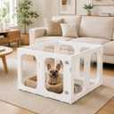 Acrylic Dog Playpen, 8-Panel Clear Transparent Puppy Playpen for Small Dogs Indoor Outdoor, Easy Assembly Foldable Pet Exercise Pen with Locking Door (White, 25.6 INCH, 8 Panels)