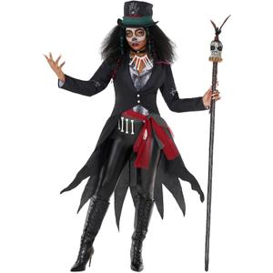 Morph Voodoo Costume For Women, Voodoo Priestess And Doctor Halloween Costume Womens, Scary Halloween Costumes For Women (X-Large)