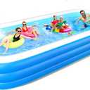 Extra Large Inflatable Pool for Adults, 140" X 70" X 22" Oversized Thickened Family Blow up Swimming Pool with Repair Patch, Above Ground Full Sized Inflatable Pool Outdoor Garden Backyard Water Party