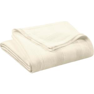 Ivory 100% Cotton Twin Size Blanket | Super Soft Breathable Lightweight Throw | All-Season Knit | Luxury Hotel Style | Easy Care