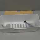 ABS Cord Organizer Box with Wooden Lid, Cable Management Box for Power Strips or Surge Protectors, Desk Cable Tidy Box for Office Home(White)