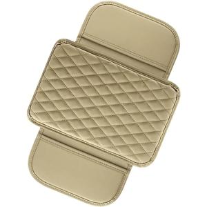 Car Center Console Cover, Car Arm Rest Cover with Side Storage Bags, 7.8In x 12.1In Universal for Most Cars, Trucks and Vans (Beige)