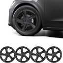 SHINELINERS 4PCS Wheel Covers for Tesla Model Y Juniper 2025-2026, 19 Inch Spiral Aero Design Hubcaps, Black, Easy Clip-On Installation