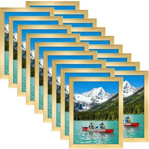 Giftgarden 5x7 Picture Frame Set of 18, Lightweight 5 by 7 Frames Bulk for Gallery Wall Photo Hanging and Tabletop Display, Gold