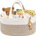 Diaper Caddy Organizer, Empty Gift Basket for Newborn Essentials, Baby Storage Basket, Stylish Gift Bag for Baby Shower, Boys and Girls Extra Large, White and Beige Brown