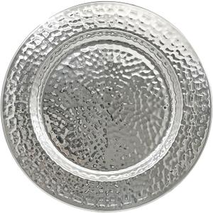 13-Inch Stainless Steel Hammered Charger Plates, Silver Dinner Plate Chargers Set of 6, Round Server Ware