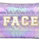 Hiroyuki Iridescent Makeup Bag, 14 inches Cosmetic Bag, Large Capacity Travel Pouch (Face, purple)