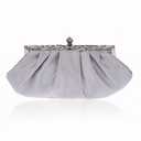 GORGLITTER Women's Evening Bag Pleated Satin Clutch Wedding Bridal Party Prom Handbag Small Dressy Formal Purses Silver One Size