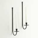 Metal Wall Candle Sconce Holder Set of 2 Wall Mount Candle Holders Modern Wall Candle Sconces Hanging for Living Room Farmhouse Fireplace Wedding 16.5"5"3" (Black)