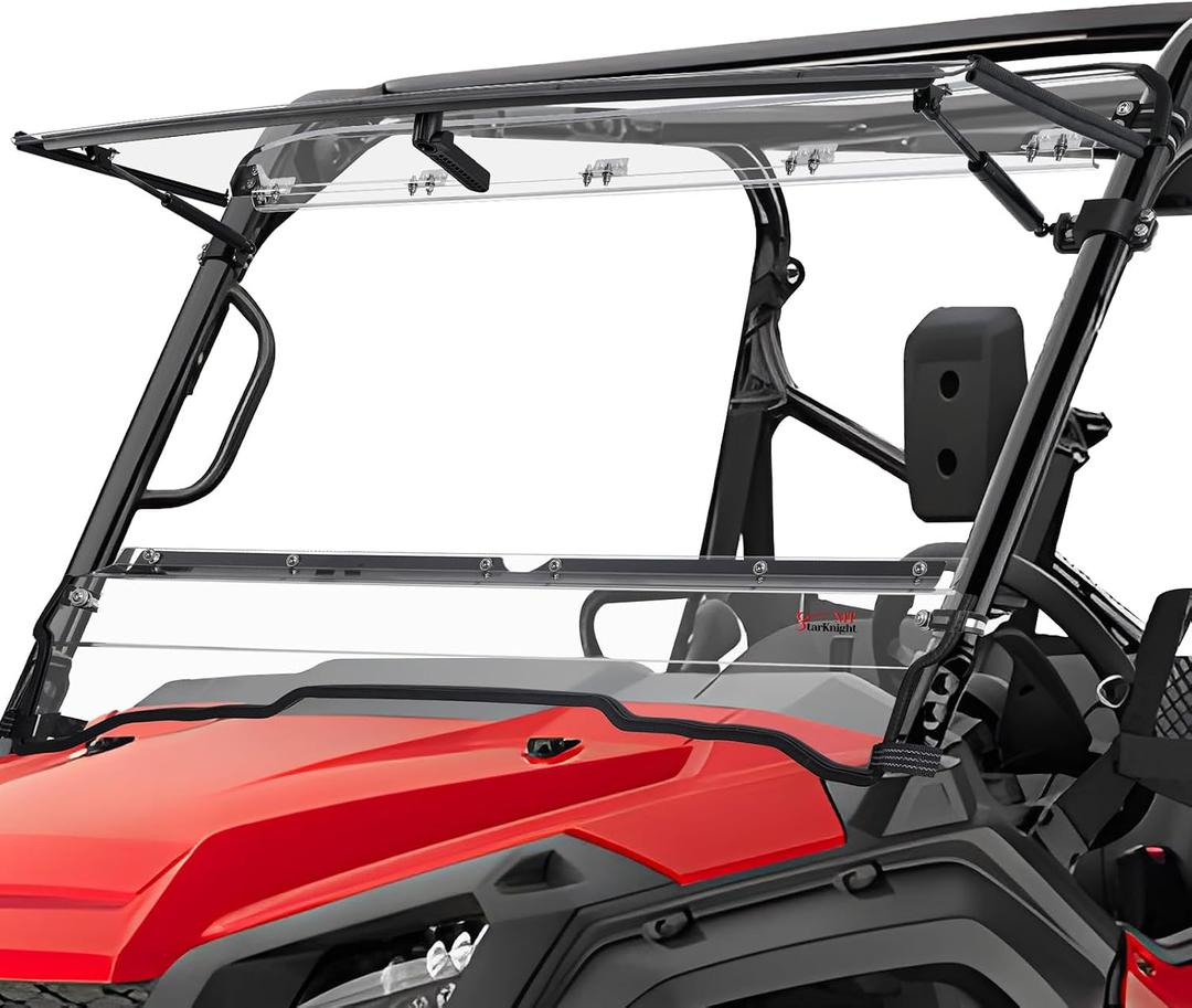 StarknightMT Flip Windshield Compatible with 2016+ Pioneer 1000 1000-5 1000-6, Windproof Full Windows Scratch Resistant Clear Fold Windshield