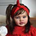 iCradle Realistic Reborn Baby Dolls Girl - 26 Inch Lifelike Newborn Baby Dolls Handmade Silicone Vinyl with Soft Cloth Body, Brown Hair Red Clothes Christmas or Birthday Gift for Kids Age 3 +