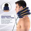 Cervical Neck Traction Device for Instant Neck Pain Relief - Inflatable & Adjustable Neck Stretcher Neck Support Brace, Best Neck Traction Pillow for Home Use Neck Decompression (Blue)