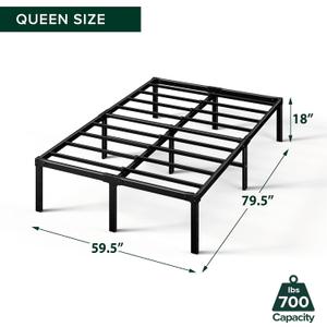 18 Inch Queen Metal Platform Bed Frame, Steel Slat Support, No Box Spring Needed, Eco Friendly Packaging, Easy Assembly, Black