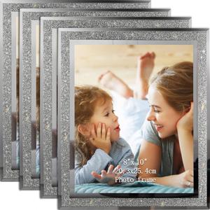 Calenzana 4 Pack 8x10 Picture Frames, Sparkle Glass Photo Frame 8 by 10 Set for Tabletop, Horizontal or Vertical Display