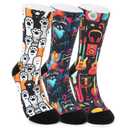 Deepfuls Creative Print Crew Socks for Men Women,Crazy Novelty Gift Socks Gag Stocking Suitable for Birthday Christmas White Elephant Holiday,One Size Parties,3 Pairs