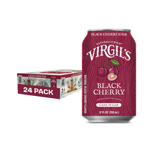 Virgil's Naturally Bold Handcrafted Black Cherry Soda, Pack of 24 (12 fl oz Can each) - Bold Creamy Flavor with Mellow Cherry Finish - Made w/Real Cane Sugar - No Artificial Flavors or Preservatives, BB:03/26/27