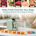 Chefhandy Baby Food Maker with Stainless Steel Steam Basket | 5-in-1 Baby Food Processor, Steamer & Blender for Homemade Baby Food, BPA-Free, 6 Reusable Pouches, Ideal for Newborns & Infants, Green