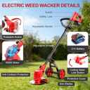 Cordless Weed Wacker, Electric Weed Trimmer with Wheels, 2x2.0Ah 21V Battery Powered Weed Eater, String Trimmer Brush Cutter, 3 Types Blades Lawn Mower Edger Lawn Tool for Garden Yard