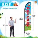 CroBlissful 3 Pack Now Enrolling Preschool Daycare Feather Flag 12ft x 2.5ft Swooper Flag Weatherproof Polyester Now Open Banner for Schools Daycare Business Advertising