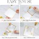 REDHUGO Double Glass Frame for Pressed Flowers Handmade, Tabletop Photo Frame for Floating Picture and Flower Press, Simple, Metal Geometric, Square, Gold, 6x6 Inches