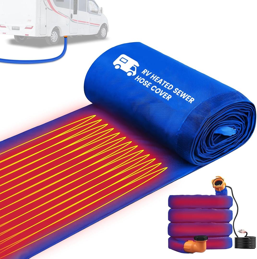 15FT RV Sewer Hose Heated Sleeve, Heated Sewer Hose for RV Camper, Insulated Waterproof Heated Cover for RV Sewer Hose, RV Winter Accessories for RV CamperJUST Cover (Blue, 15 FT)