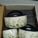 Food Storage Containers with Lids, 4"/ 5"/ 6" Nesting Bowls Set, Serving Bowls with Lids Set, Pasta Ceramic Bowls Set Decorative Bowl for Soup, Cereal, Microwave and Oven Safe (Lily of Valley)