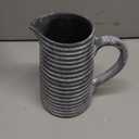 Quoowiit Ceramic Rustic Vase with Handle, Black Distressed Decorative Farmhouse Pitcher Vase for Home Decor Living Room Bedroom Kitchen Office Shelf Decor Centerpiece Table Decoration (7 Inch-black)