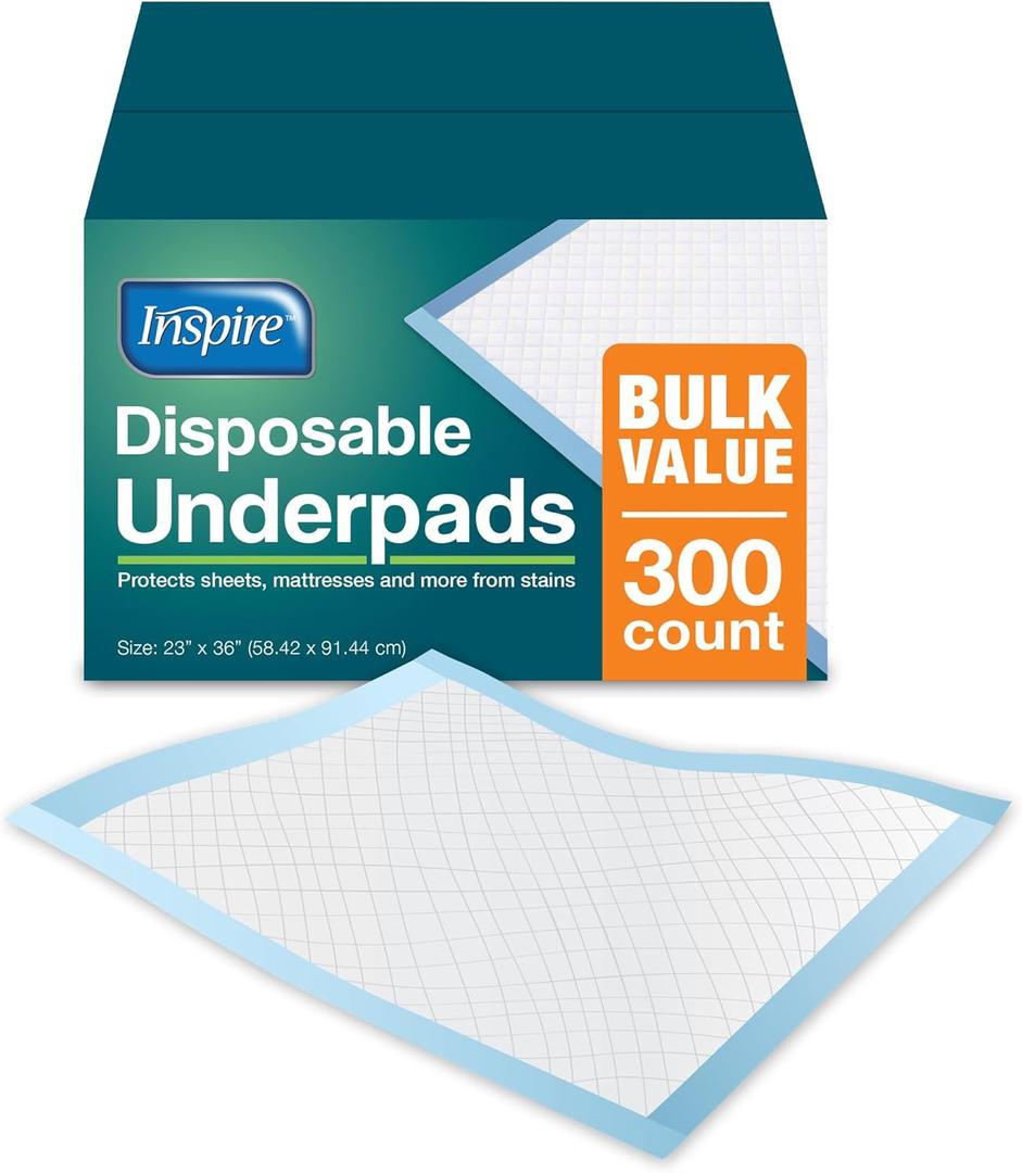 Inspire Disposable Chux Underpads, 23 x 36 Inches, (Pack of 300)