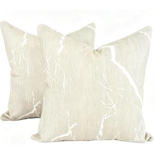 OYIMUA Soft Decorative Chenille Throw Pillow Covers Beige 20x20 Set of 2 Neutral Marble Pattern Pillow Case for Couch Sofa Bedroom Living Room Home Decor Luxury Accent Pillows