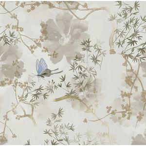 Safiyya 196"x17.3" Peel and Stick Wallpaper Floral and Leaf Wall Paper Vintage Floral Contact Paper Self Adhesive Removable Wallpaper for Bathroom (Beige)