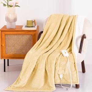 Heated Blanket Electric Throw  -Heated Throw Blanket with 4 Heating Levels & 3 Hours Auto Off,Machine Washable,ETL & FCC Certification(Cheesy Yellow)