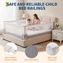 3 Piece Bed Rails for Toddlers, King Size Bed Rails for Babies, No-Drill Needed with Height Adjustable, Thickened Child Safety Side Railing Guards/Bedrail for Kids, White/Grey, 74.8x78.7x78.7in