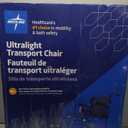 Medline Ultra Lightweight Transport Wheelchair for Adults, Foldable, 19-Inch Seat Width, Blue Frame, Black Upholstery