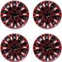 Hubcap Wheel Cover Replacement R15 Hub Caps Universal-Fit Steel Wheel Rim Cover ABS Material Exterior Accessories for Car Truck SUV -Set of 4（15-inch，Red-Black）