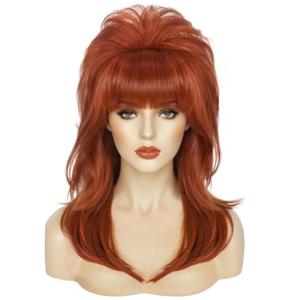 ANOGOL Hair Cap+Peg Bundy Wig Auburn Beehive Wig Bracelet 50s 60s 1950s 1960s for Women Red Housewife Fembot Wigs for Cosplay Costume Halloween Party