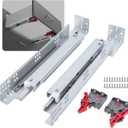 LONTAN Undermount Soft Close Drawer Slides 21 Inch Hidden Bottom Mount Full Extension Cabinet Rails with Rear mounting Bracket and Locking Devices 1 Pair Concealed Drawer Runners 100lb Load Capacity